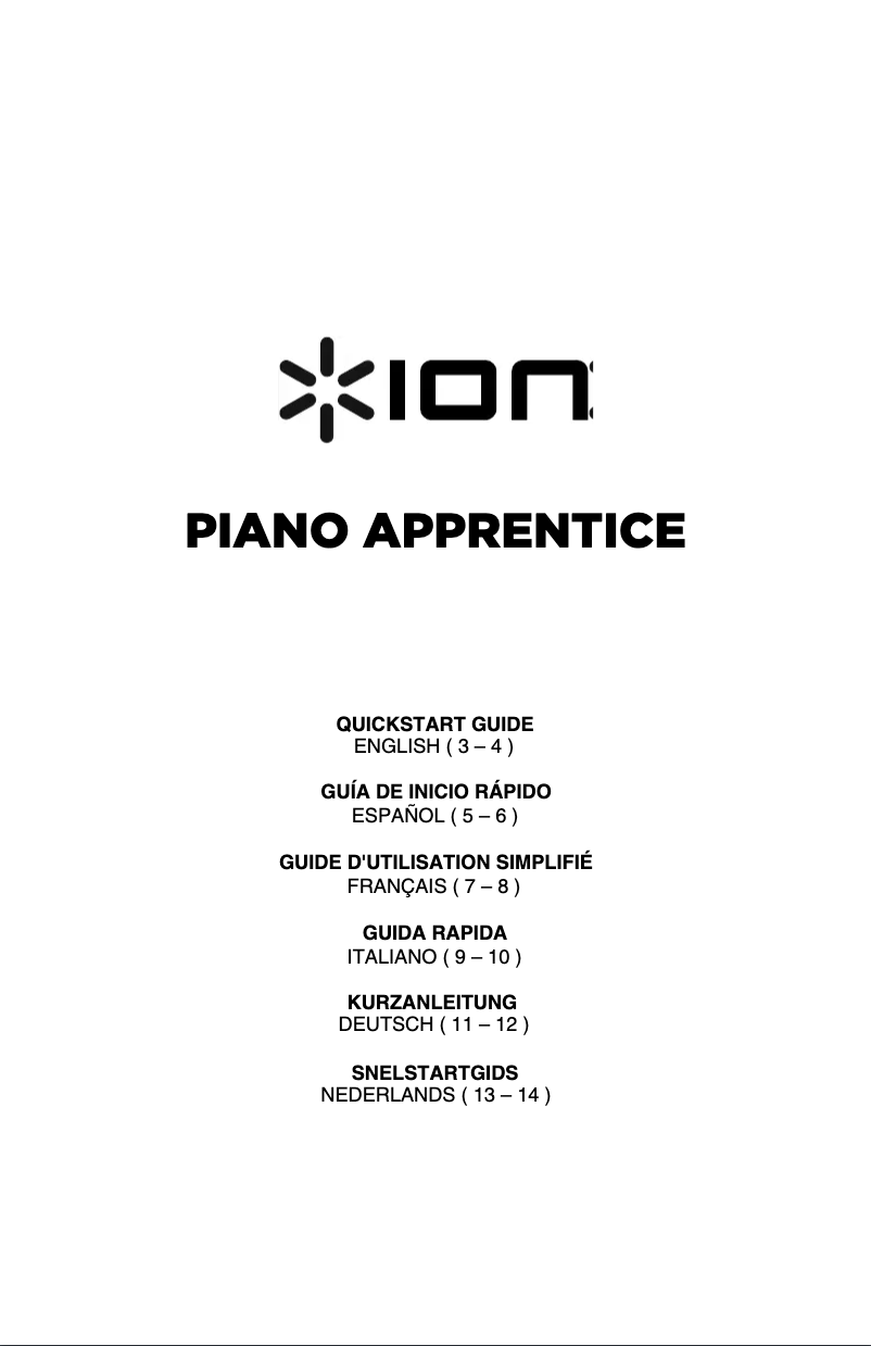 Page 1 de la notice Manuel utilisateur ION Piano Apprentice