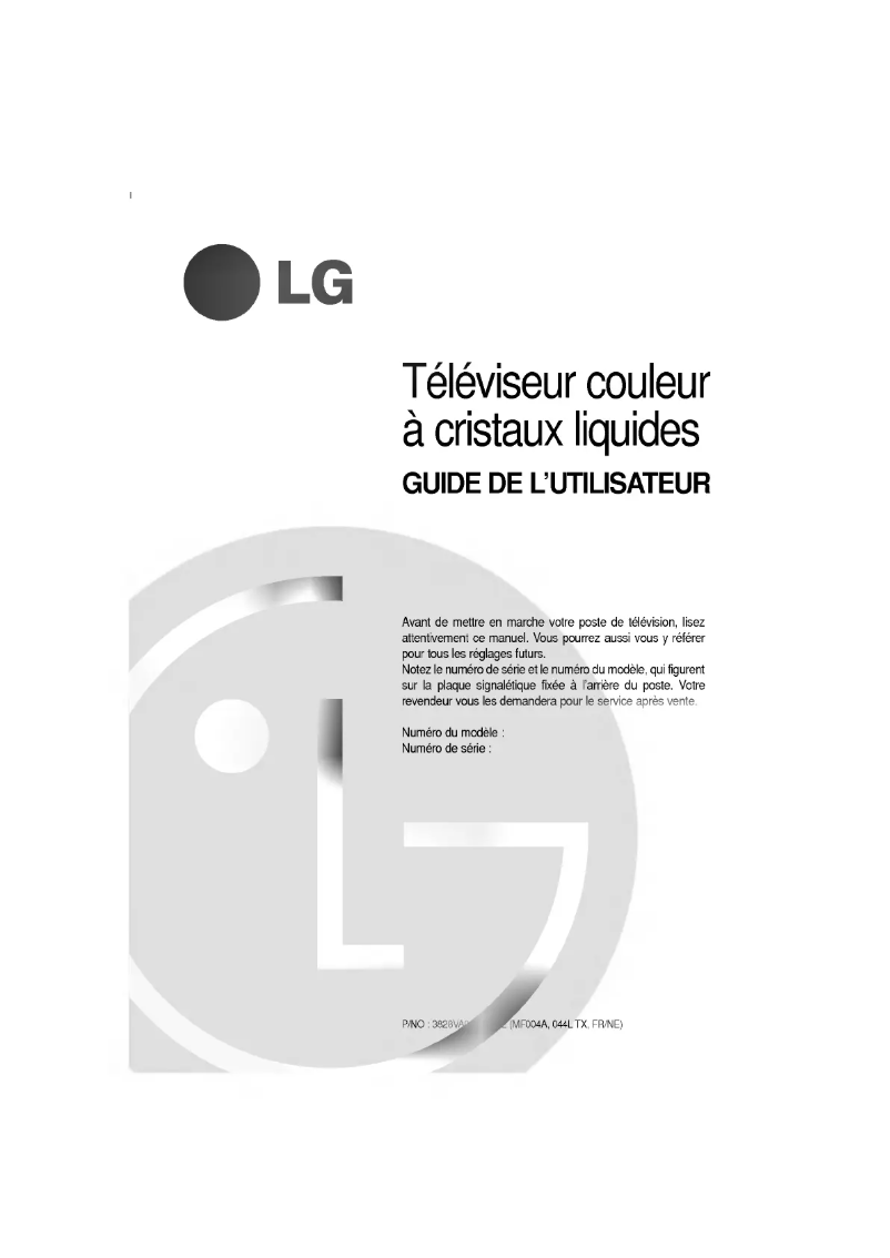 Page 1 de la notice Manuel utilisateur LG RE-15LA30