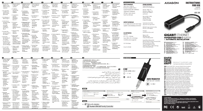 Page 1 de la notice Manuel utilisateur Axagon ADE-SR