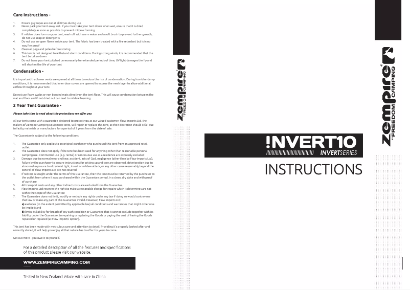 Image de la première page du manuel de l'appareil Invert 10