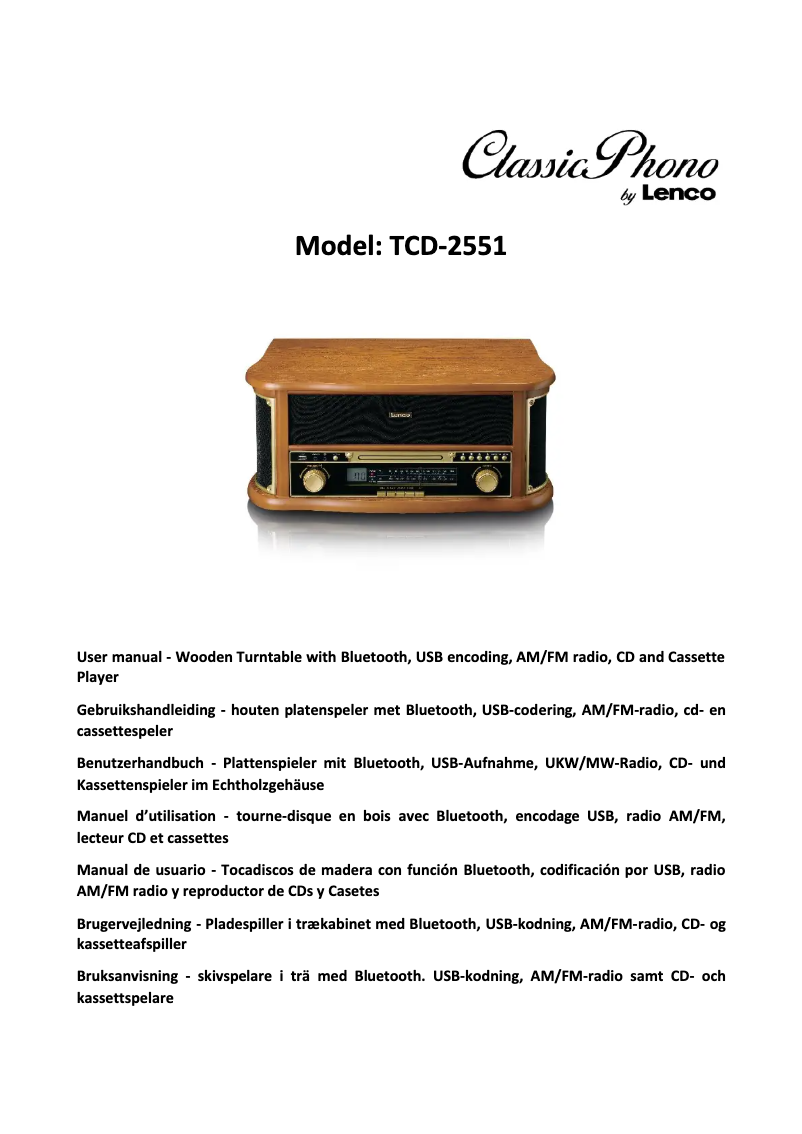 Página 1 del manual Manual de usuario Classic Phono TCD-2551