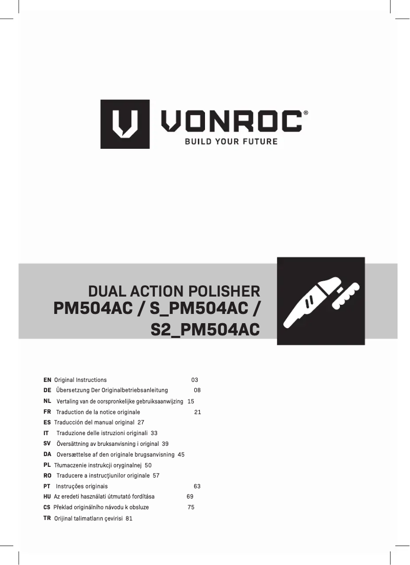 Page n°1 - Manuel utilisateur Vonroc PM504AC