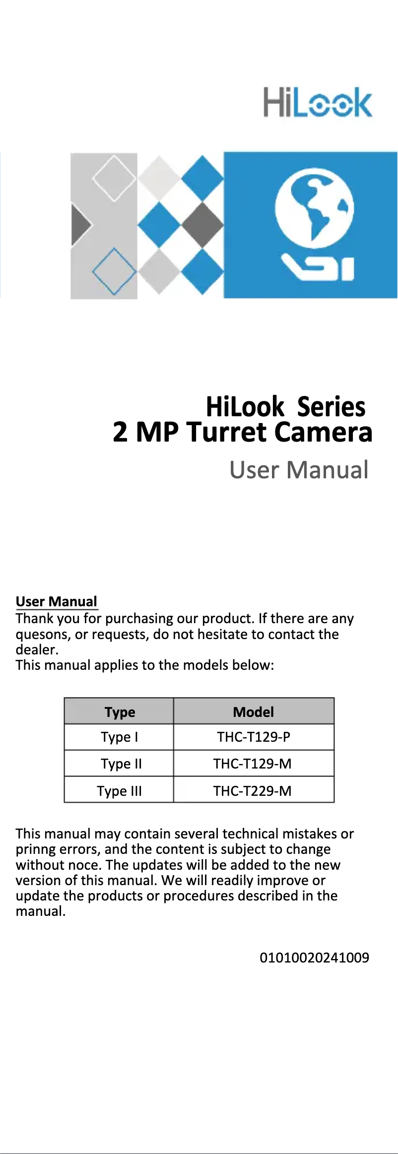 Page 1 de la notice Manuel utilisateur Hikvision THC-T229-M