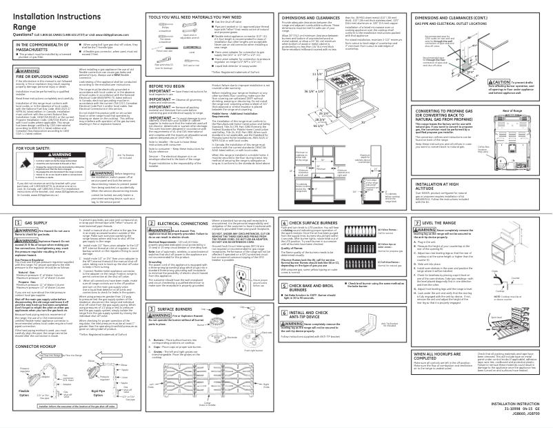 Page 1 of the manual Installation Guide GE JGB700FEJDS