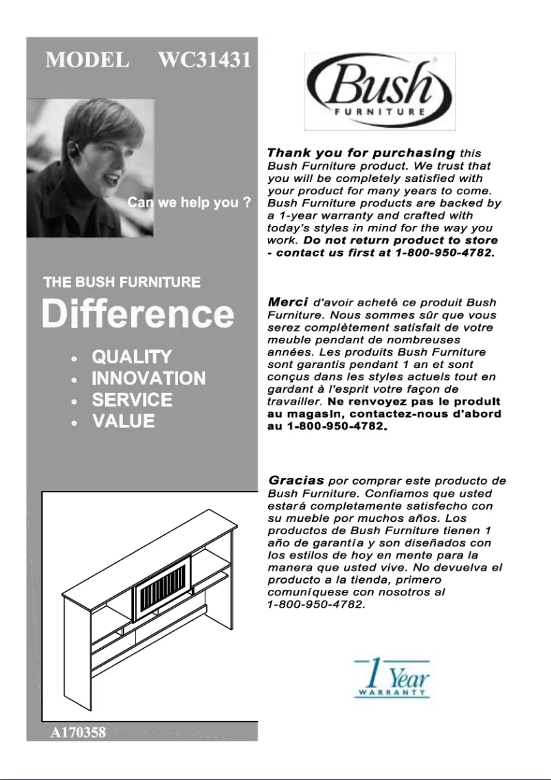 Page 1 de la notice Instructions / montage Bush Cabot WC31431-03