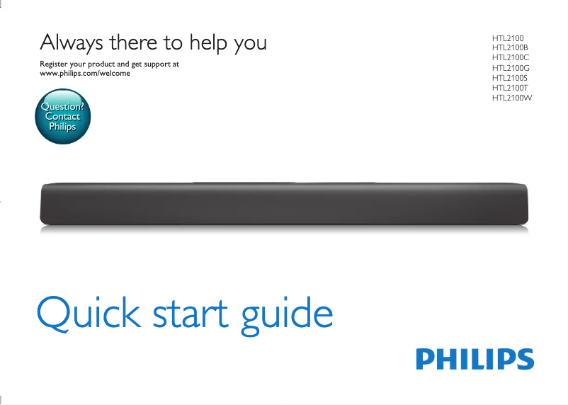 Page n°1 - Guide de démarrage rapide Philips HTL2100B