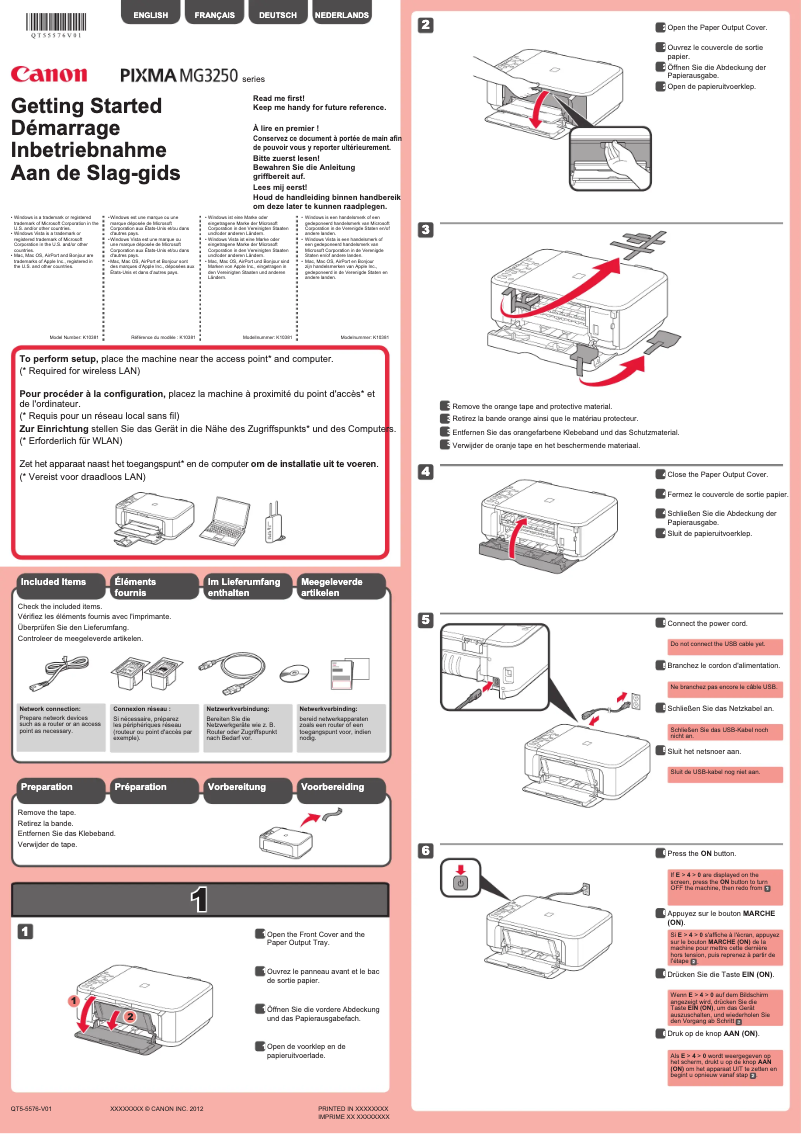Page 1 de la notice Manuel utilisateur Canon Pixma MG3255