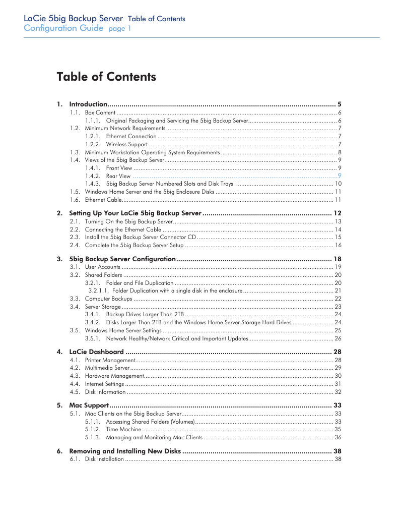 Image de la première page du manuel de l'appareil 5big Backup Server