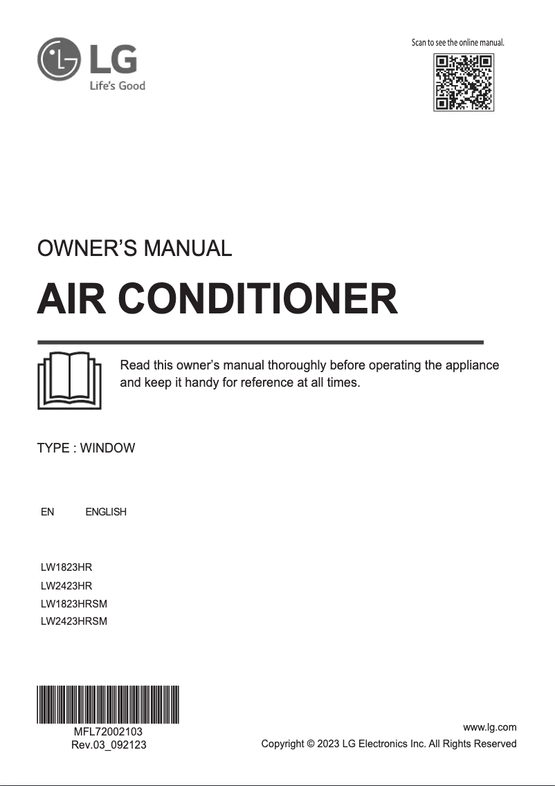 Page 1 de la notice Manuel utilisateur LG LW2423HRSM