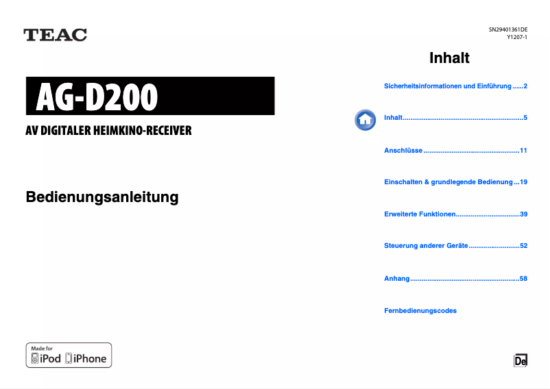Page n°1 - Manuel utilisateur Teac AG-D200