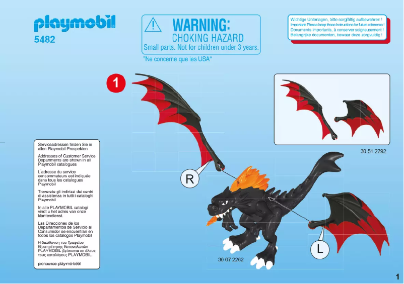Página 1 del manual Manual de usuario Playmobil Dragons Giant Battle Dragon with LED Fire 5482