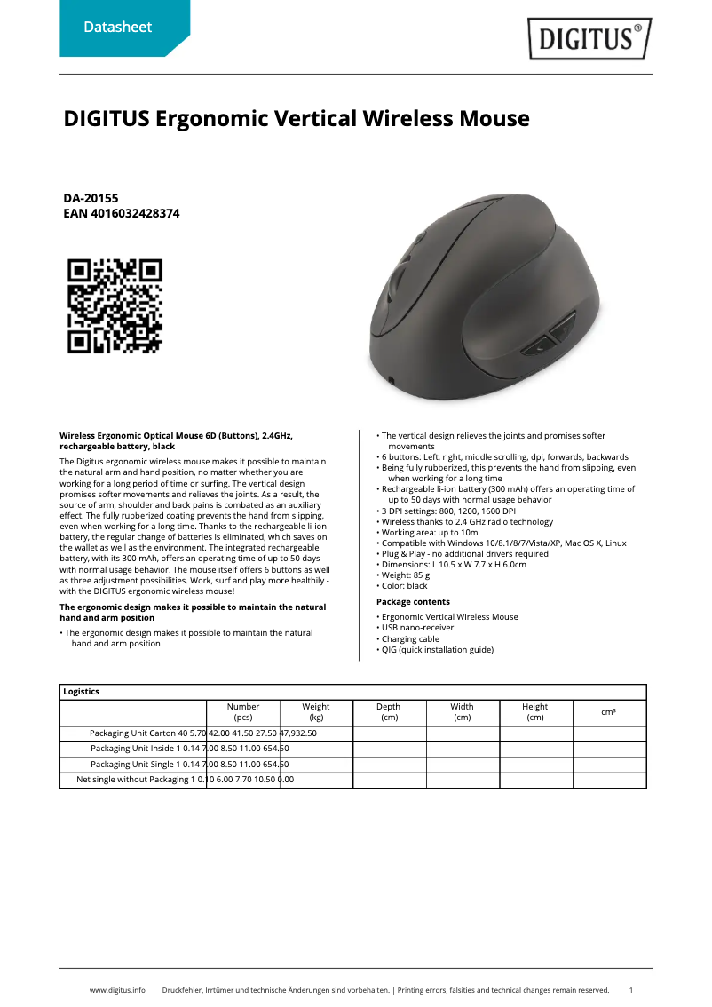 Page n°1 - Fiche technique Digitus DA-20155