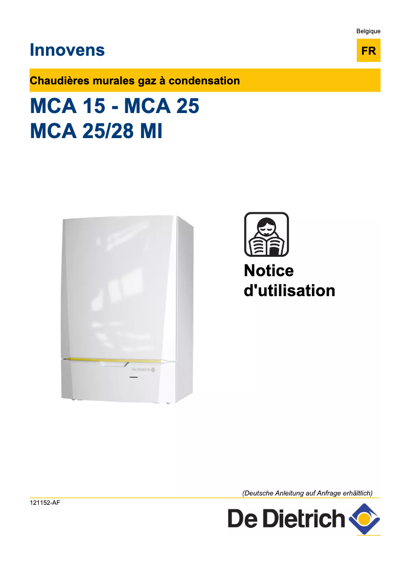 Page 1 de la notice Manuel utilisateur De Dietrich Innovens MCA 25/28 MI