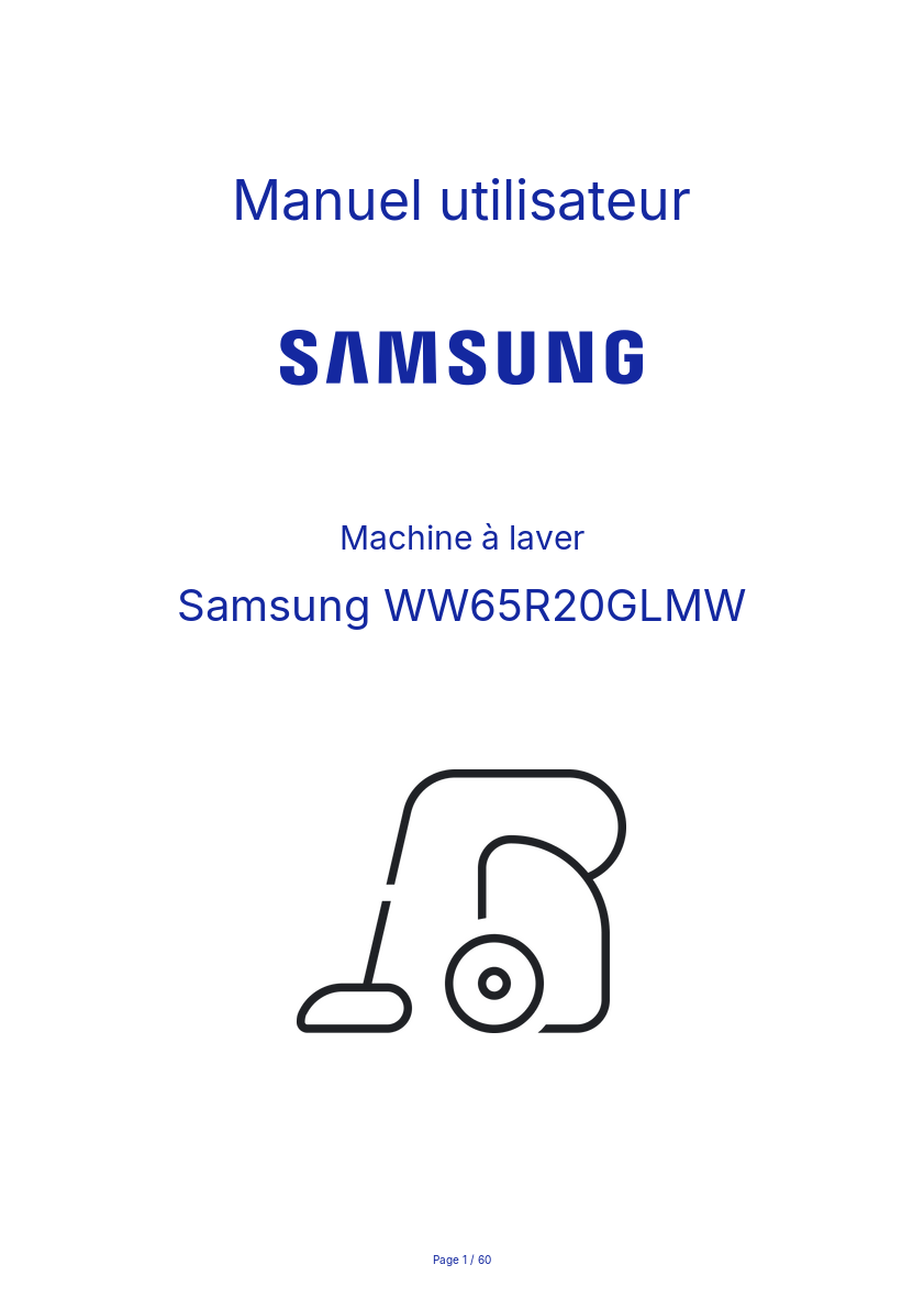 Image de la première page du manuel de l'appareil WW65R20GLMW