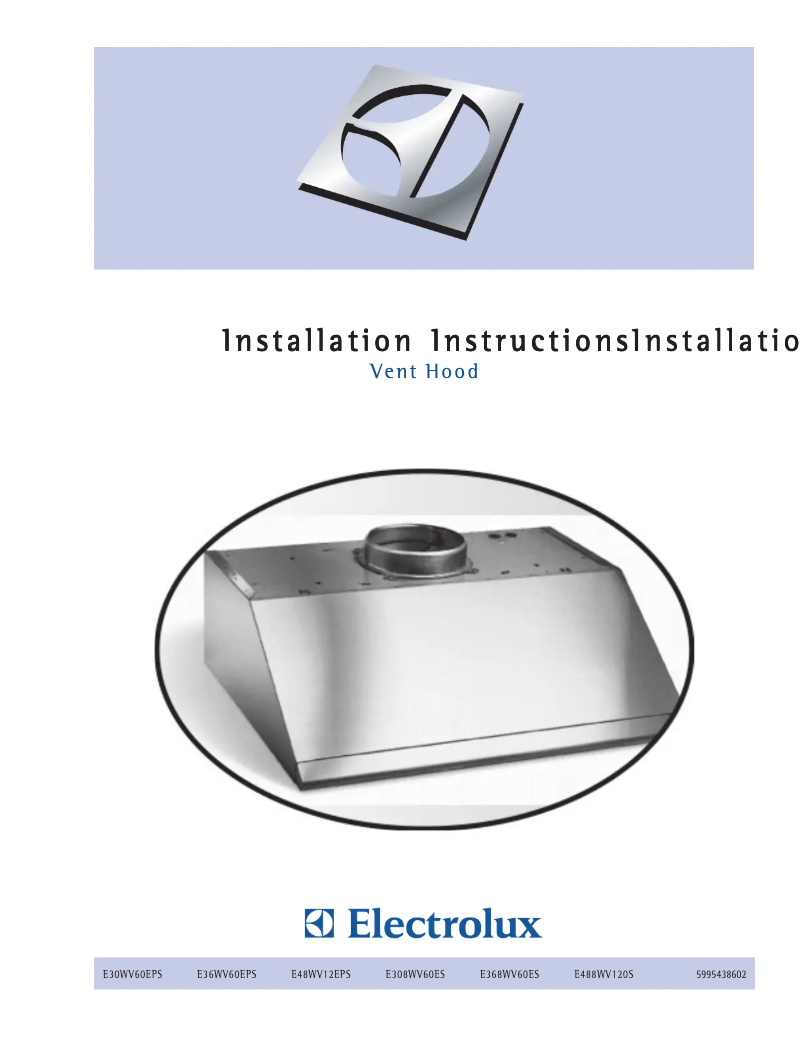 Page 1 de la notice Guide d'installation Electrolux E488WV120S