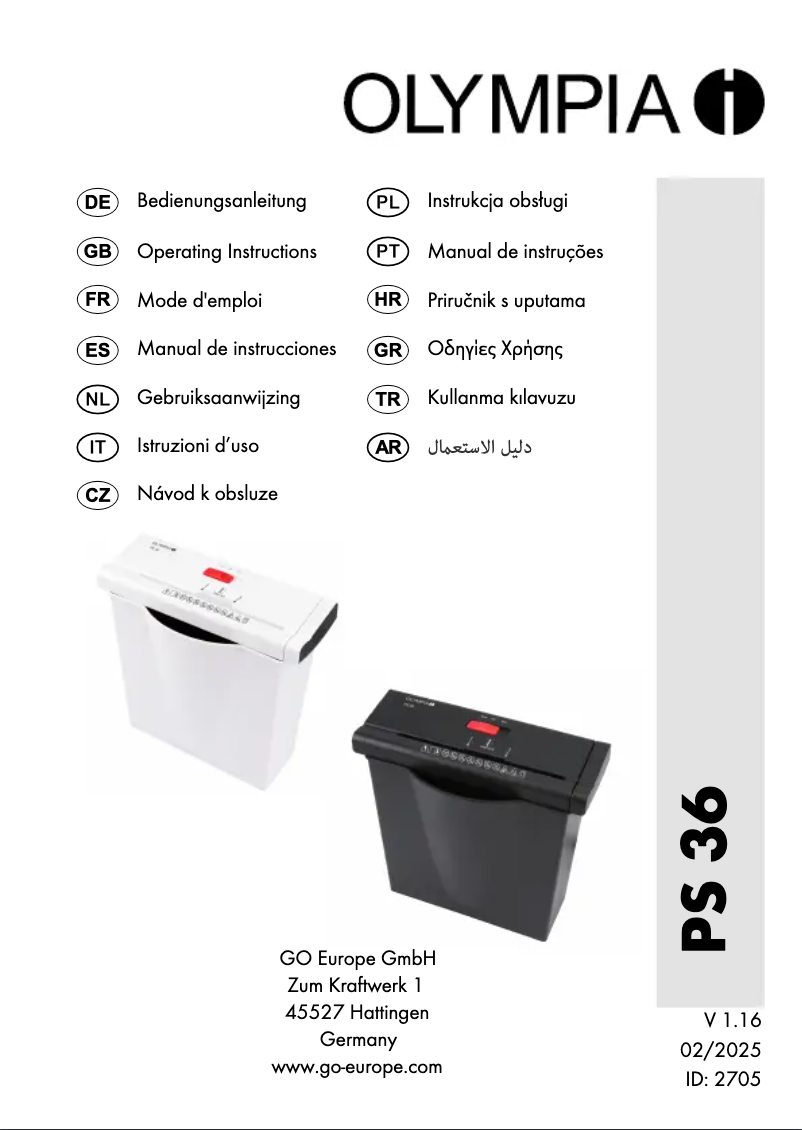 Page 1 de la notice Manuel utilisateur Olympia PS 36