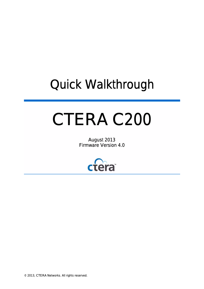 Page n°1 - Manuel utilisateur Ctera C200