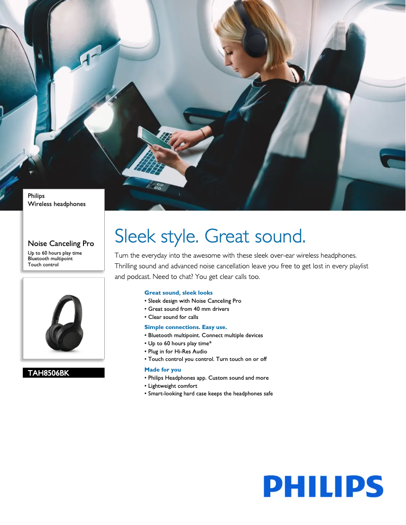 Page 1 de la notice Fiche technique Philips TAH8506