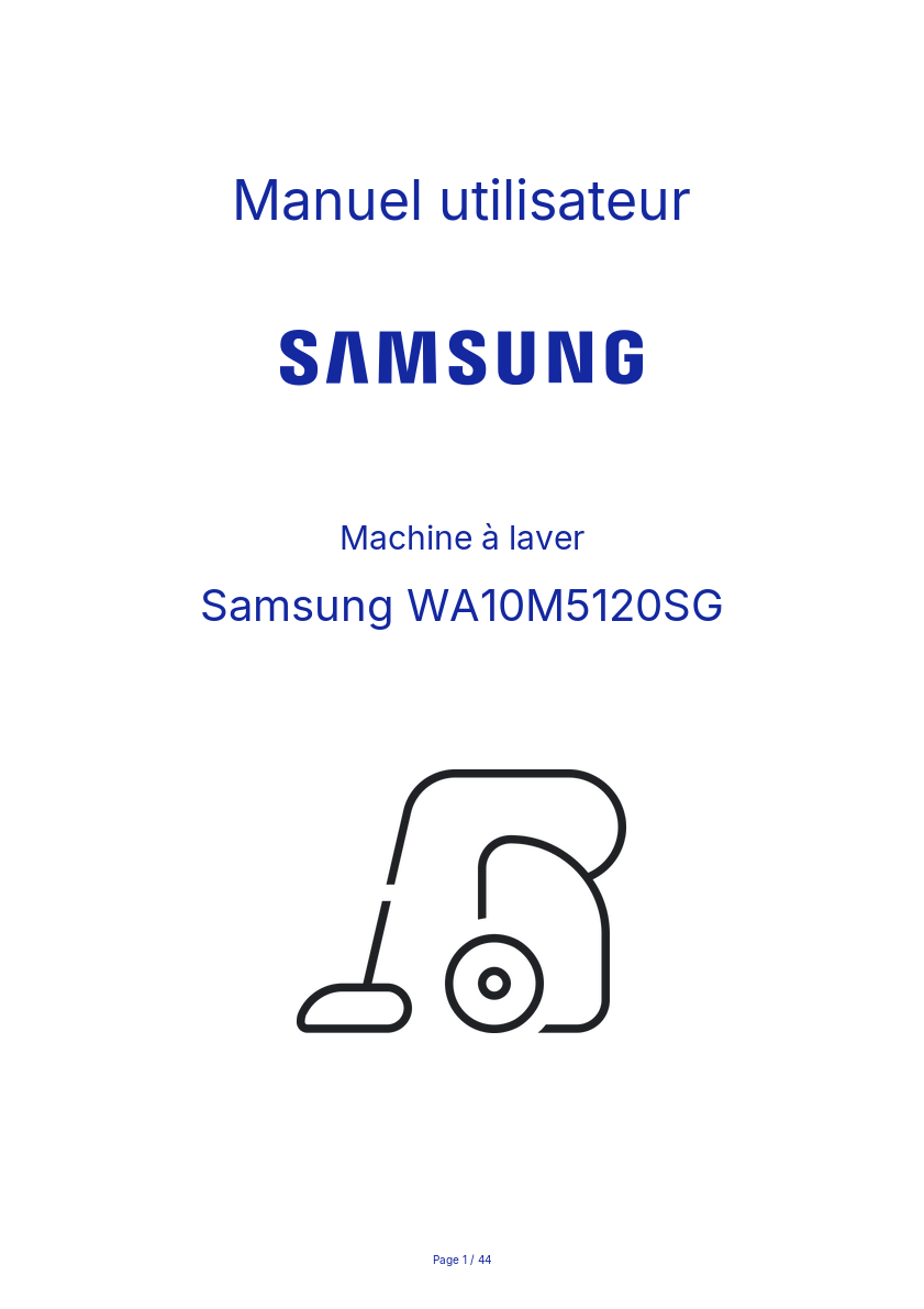Page n°1 - Manuel utilisateur Samsung WA10M5120SG