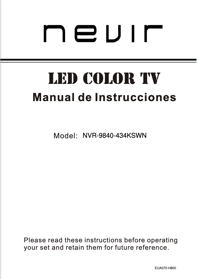 Page 1 de la notice Manuel utilisateur Nevir NVR-9840-43KSWN