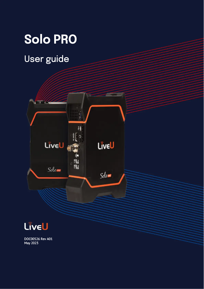 Page 1 de la notice Manuel utilisateur LiveU Solo Pro