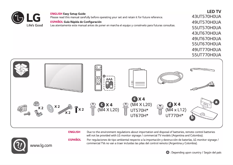 Page 1 de la notice Manuel utilisateur LG 55UT770H0UA