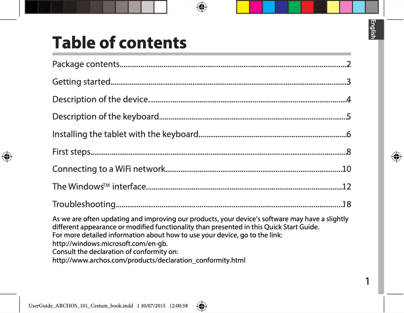 Page n°1 - Manuel utilisateur Archos Cesium 101