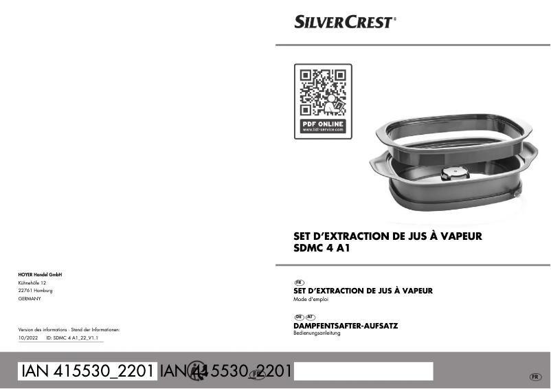 Page n°1 - Manuel utilisateur SilverCrest SDMC 4 A1