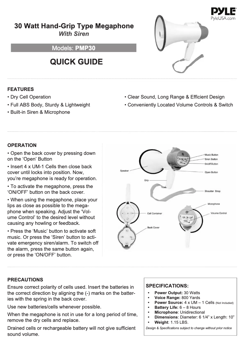 Image de la première page du manuel de l'appareil PMP30