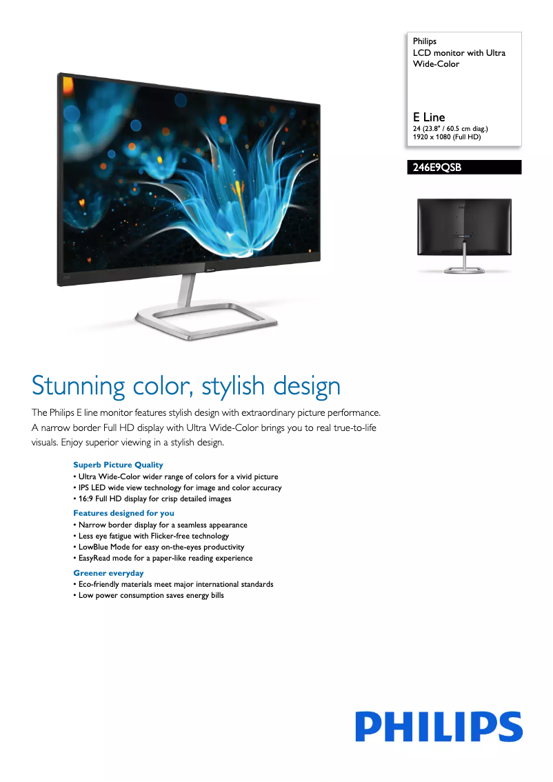 Image de la première page du manuel de l'appareil 246E9QSB