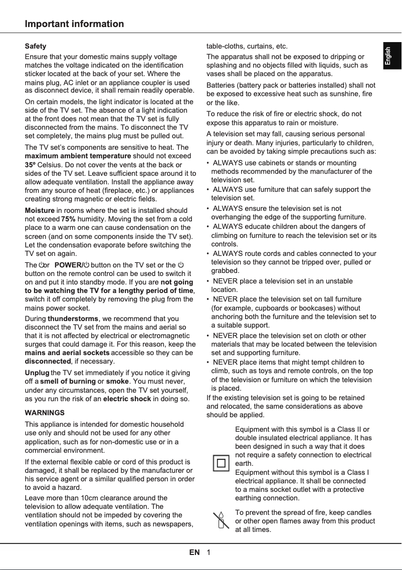 Page 1 de la notice Manuel utilisateur TCL 40S5400AK