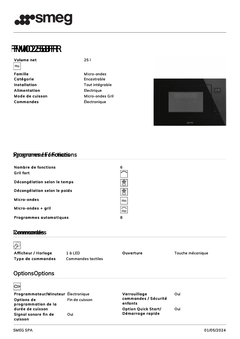 Image de la première page du manuel de l'appareil FMI025BFR