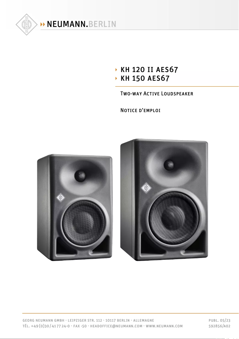 Page 1 de la notice Manuel utilisateur Neumann KH 870