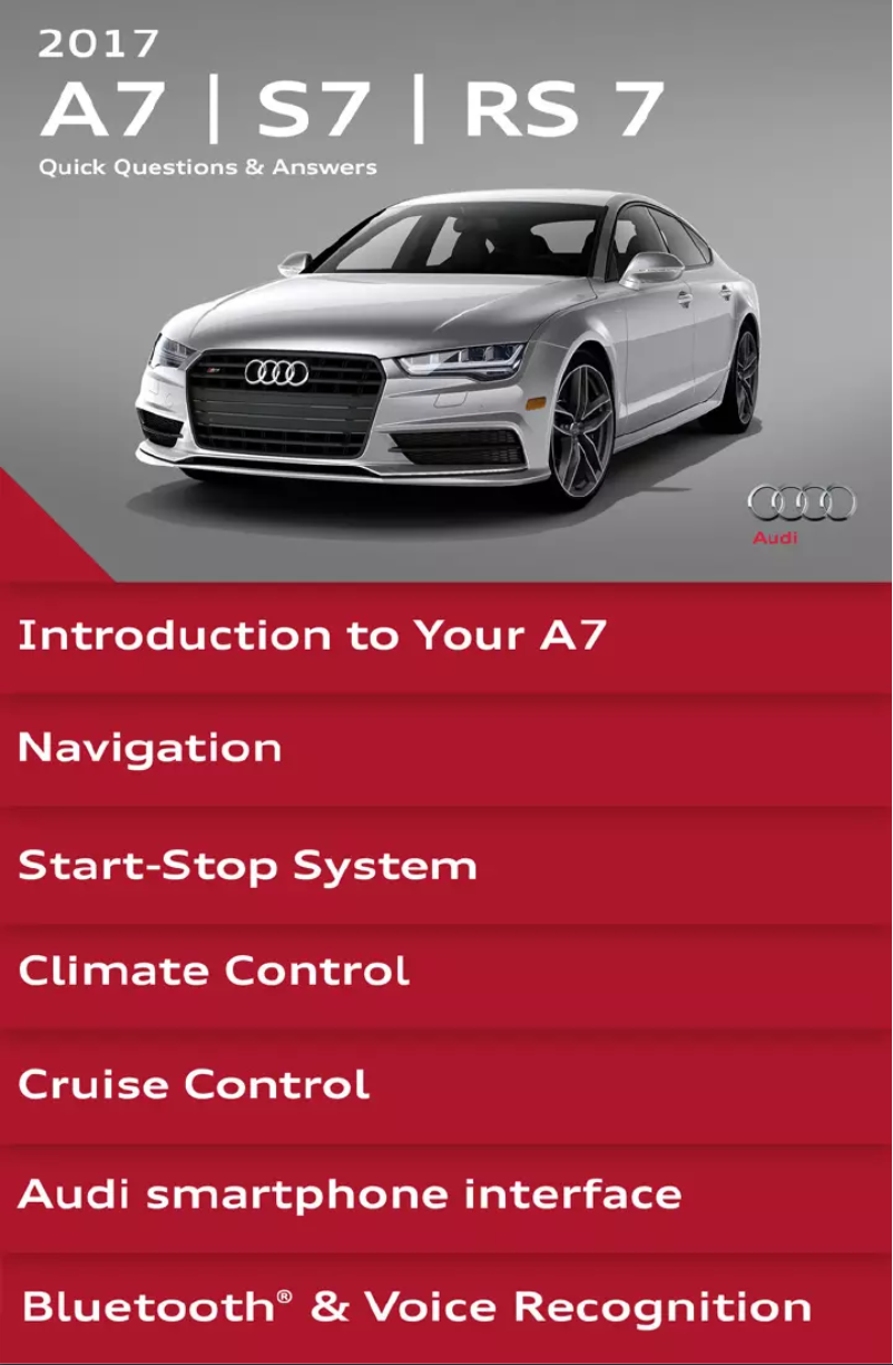 Page 1 de la notice Manuel utilisateur Audi RS7 (2017)
