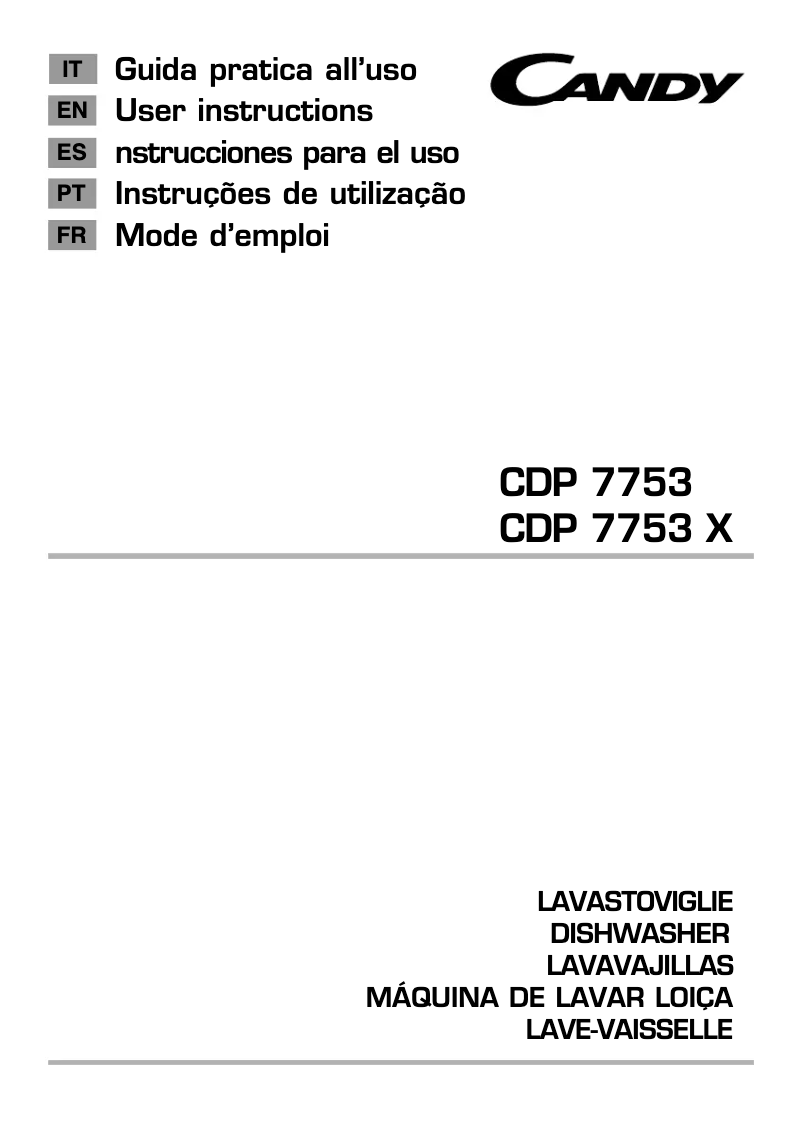 Page n°1 - Manuel utilisateur Candy CDP 7753X
