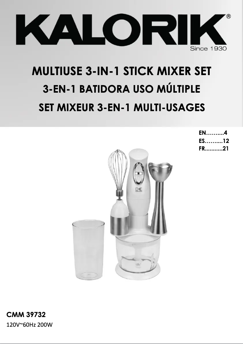 Page 1 of the manual User Manual Kalorik CMM 39732