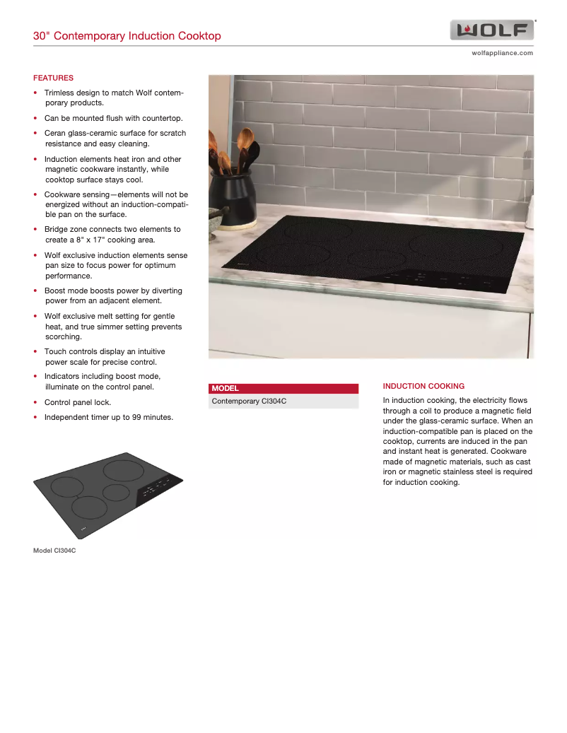 Page 1 de la notice Fiche technique Wolf CI304C/B