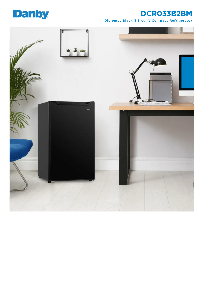 Page 1 de la notice Fiche technique Danby DCR033B2BM