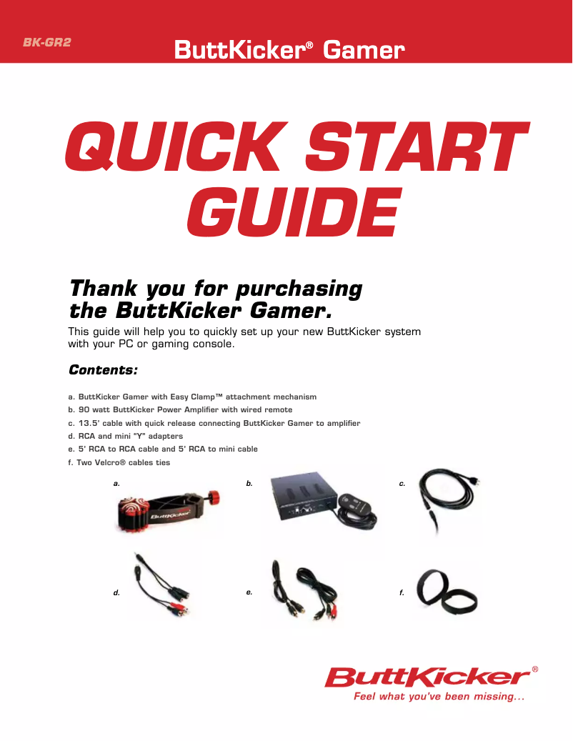 Page 1 de la notice Manuel utilisateur ButtKicker Gamer2 BK-GR2