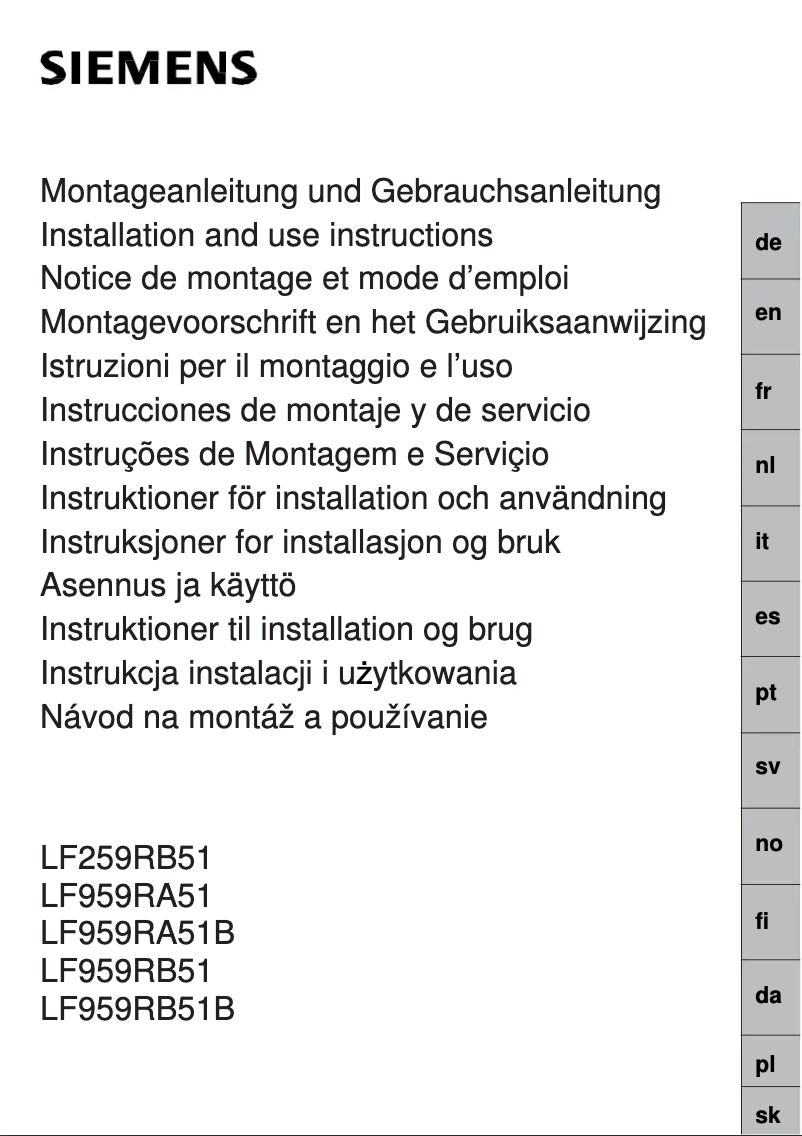 Page 1 de la notice Mode d'emploi Siemens LF959RB51B