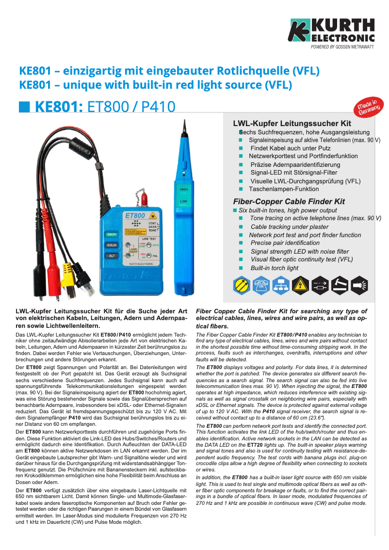 Page n°1 - Fiche technique Kurth Electronic KE7801