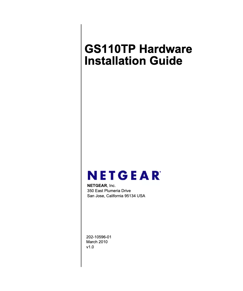 Page n°1 - Manuel utilisateur Netgear ProSAFE GS110TP