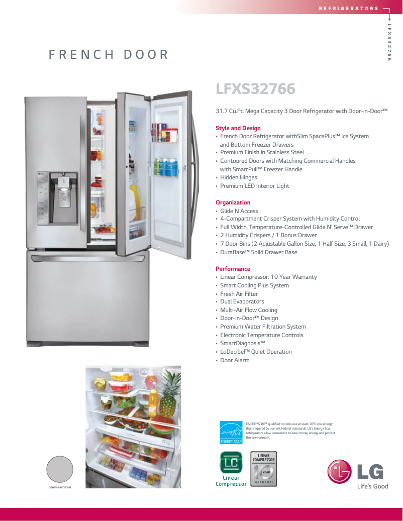 Página 1 del manual Ficha técnica LG LFXS32766S