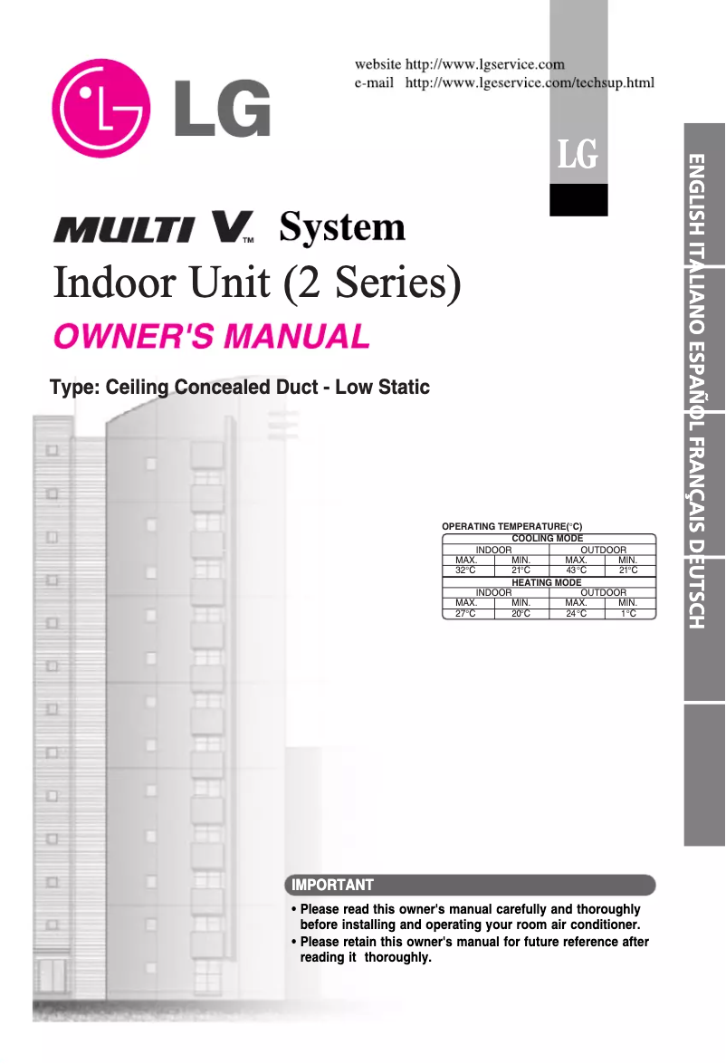 Page 1 de la notice Manuel utilisateur LG ARNU09GB1G2