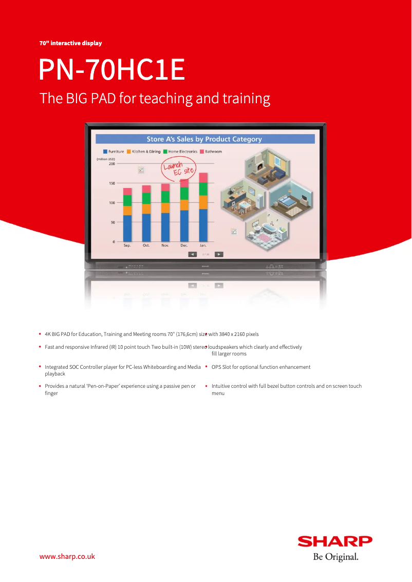Page 1 de la notice Fiche technique Sharp PN-70HC1E