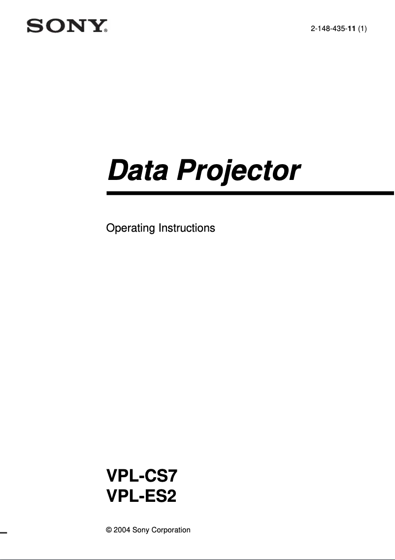 Image de la première page du manuel de l'appareil VPL-ES2