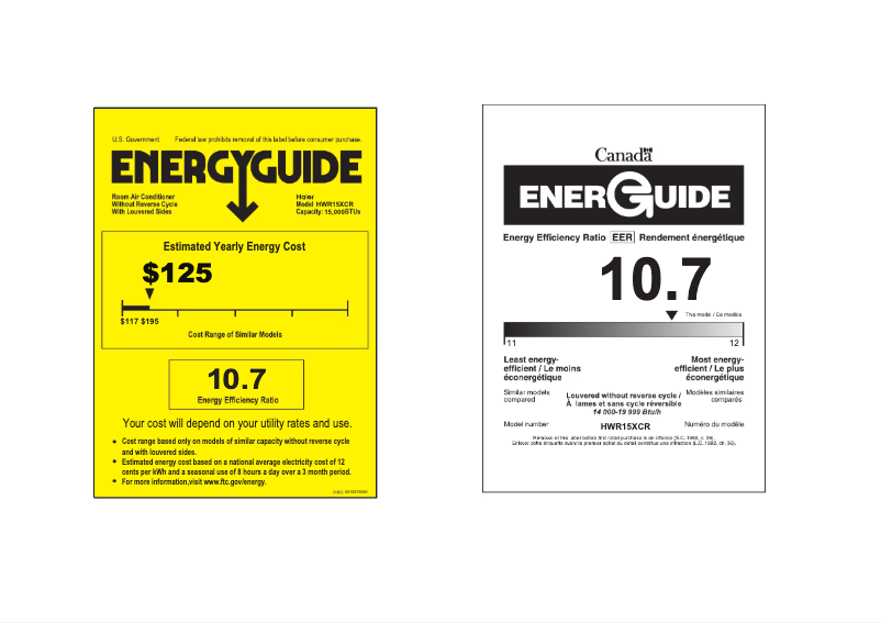 Página 1 del manual Etiqueta energética Haier HWR18VCR