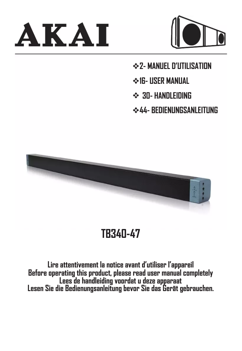Page n°1 - Manuel utilisateur AKAI TB340-47