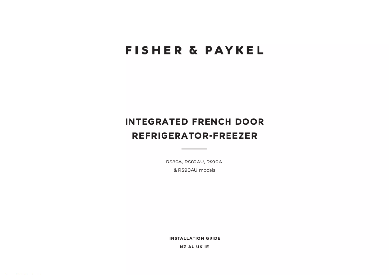 Page 1 de la notice Guide d'installation Fisher & Paykel RS90AU2