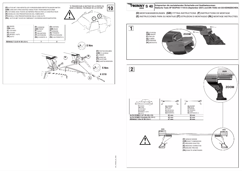 Page 1 de la notice Manuel utilisateur Twinny Load S 40